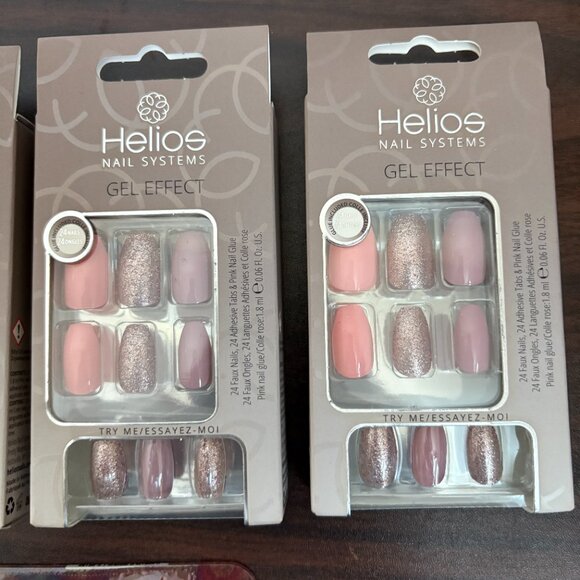 Helios 4 pack Glue on Nails Gel Effect Polished Nail Medic Super Hydration File - Picture 3 of 4